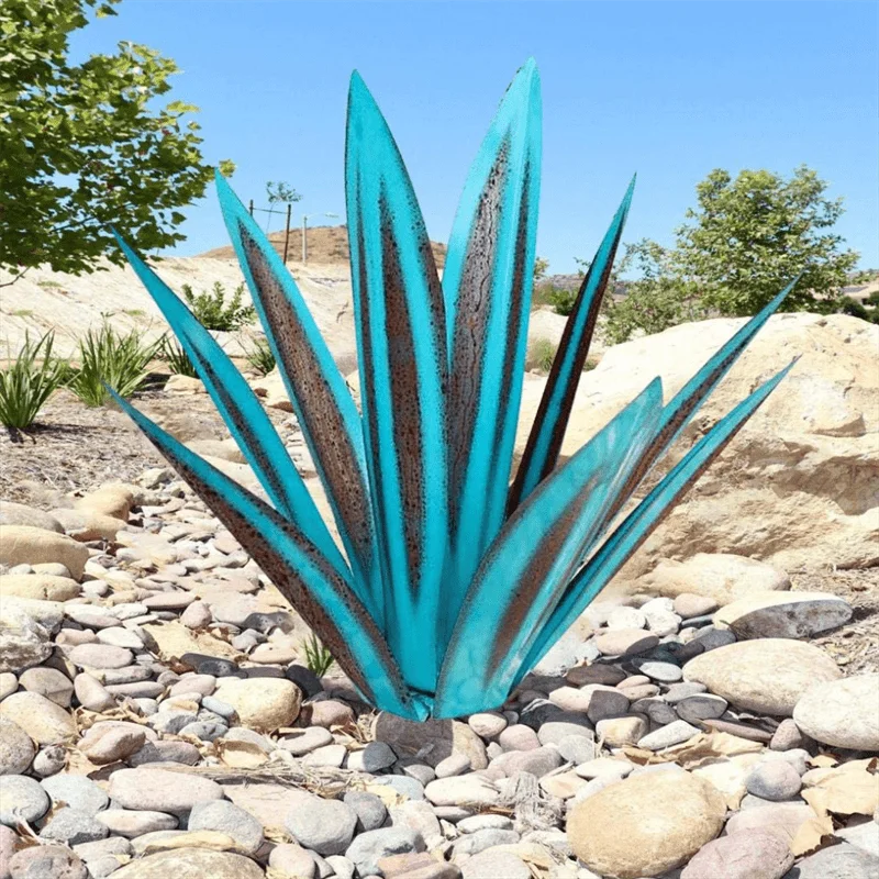 

SmallPink 9 Pieces Agave Leaves DIY Assembly Iron Art Plant Decorative Statue Leaf Home Decoration Party Favors for Garden Yard