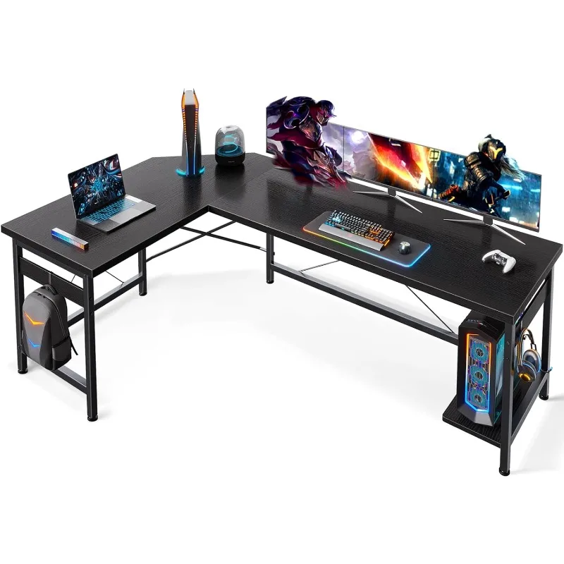 66 L Shaped Gaming Desk, Corner Computer Desk, Sturdy Home Office Computer Table, Writing Desk, Larger Gaming Desk Workstation