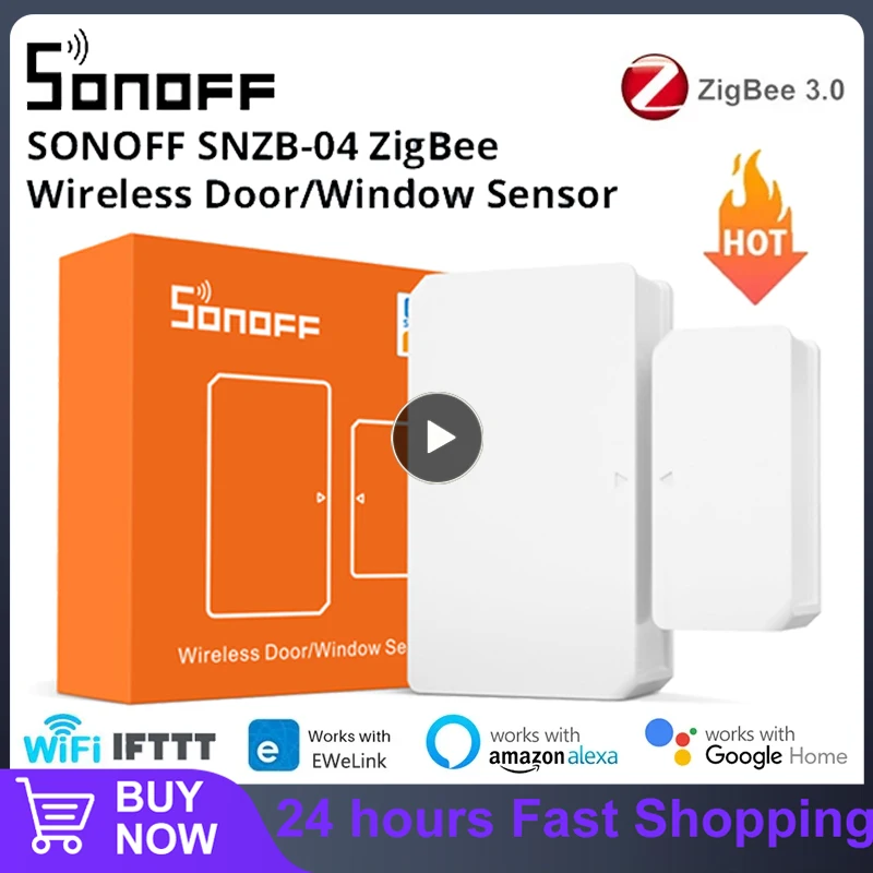 

Умный датчик SONOFF SNZB-04 Zigbee для окон и дверей, уведомление от приложения EWeLink, система охранной сигнализации для умного дома, работает с Alexa Google Home