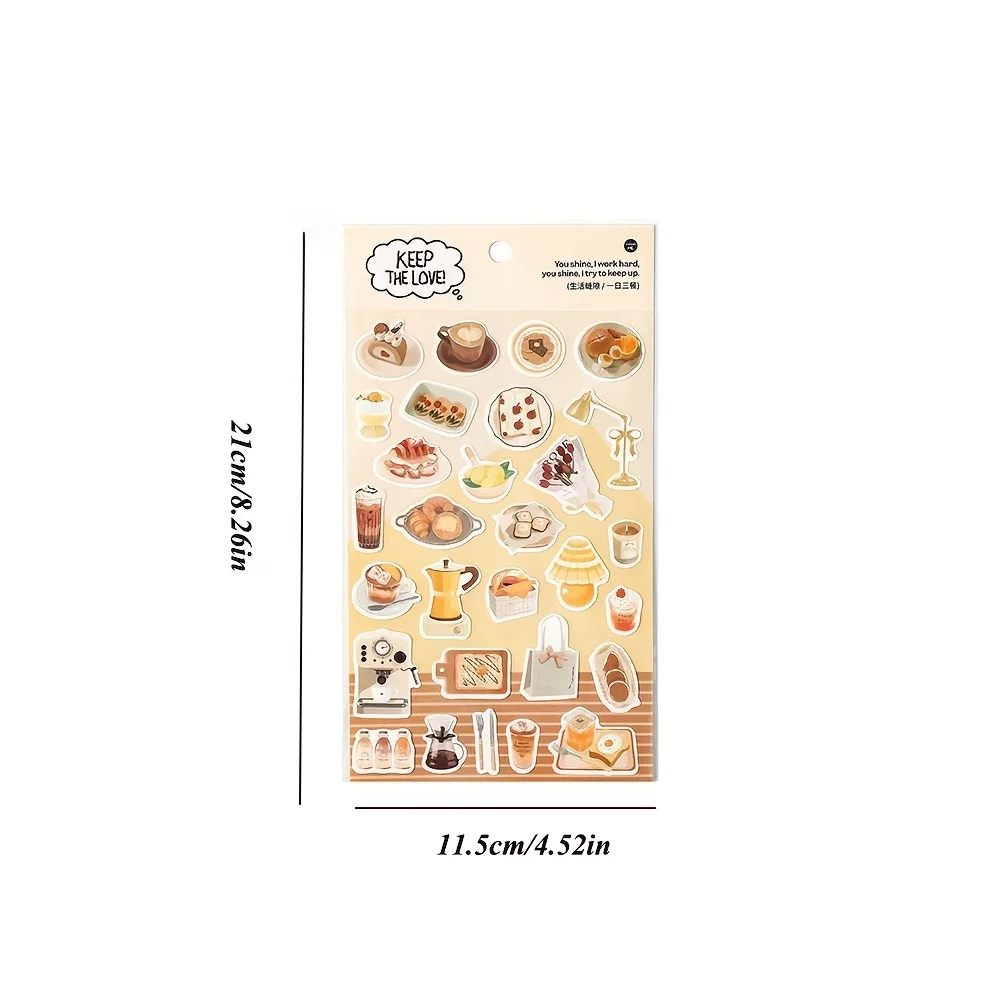 MOHAMM 1 Sheet Bread Dessert Sweet Stickers for Scrapbooking DIY Decorative  Material Collage Journaling