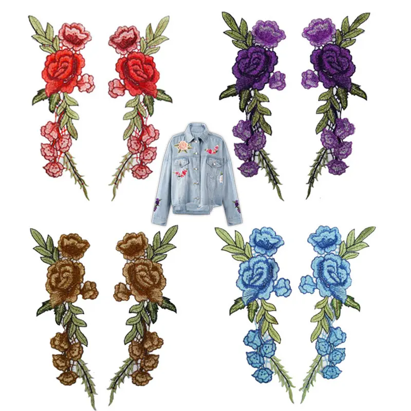 

Sale DIY Clothes Patch 1PC/2PCS For Jeans Badges Bag Sew On Embroidery Crafts Sticker Rose Flower Clothes Accessories Applique
