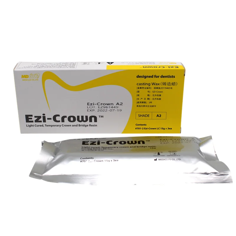 

Temporary Crown Casting Wax Resin Hand-adjusted Temporary Teeth Ezi Crown Dental inlay Non-irritating Oral light Curing Material