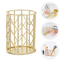 Premium Multipurpose Pen Holder Rose Gold Iron Wire Desktop Storage Box for Pens Makeup Brushes and More 2