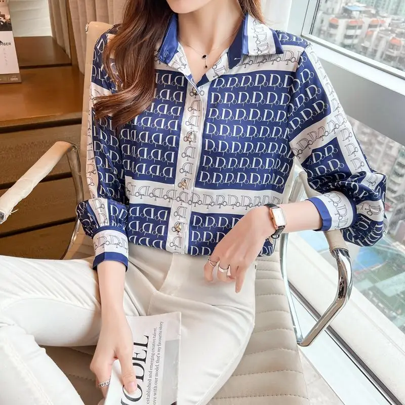 Blusas Femininas Elegantes Print Chamise Full Sleeves Shirt Women Elegant  Chemise Femme Sprint Summer Camisas De Mujer Blusa Top