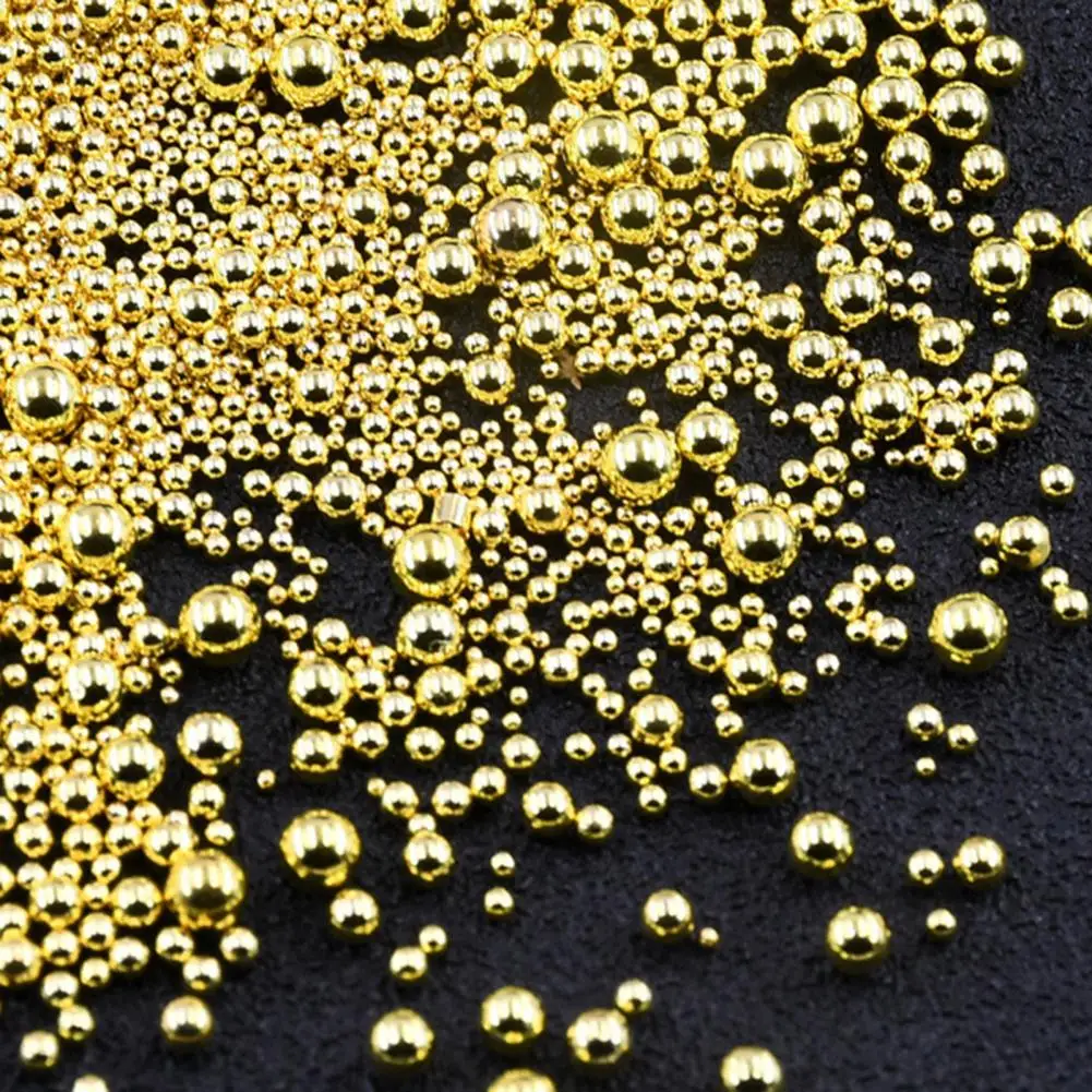 

Золотистые/блестящие трехмерные непористые золотистые/Серебристые мини-стальные бусины для творчества и нейл-арта для маникюра
