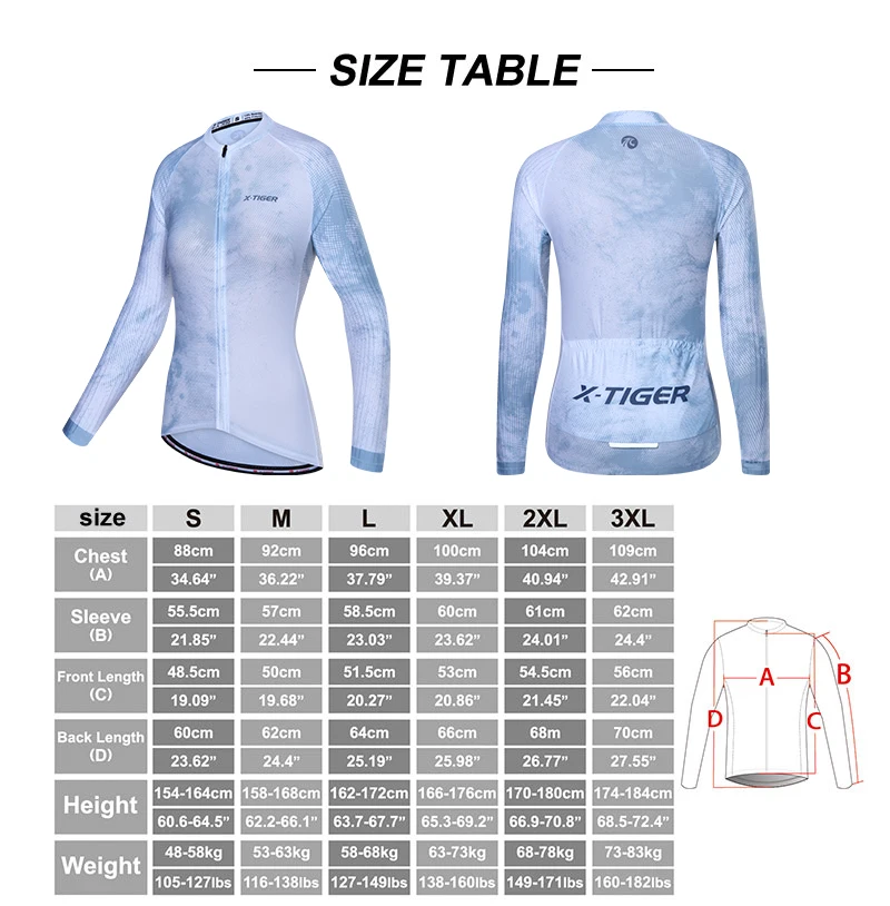 X-Tiger Woman's Cycling Jerseys Spring Long Sleeve Breathable Bike Clothes Bicycle Cycling Clothing