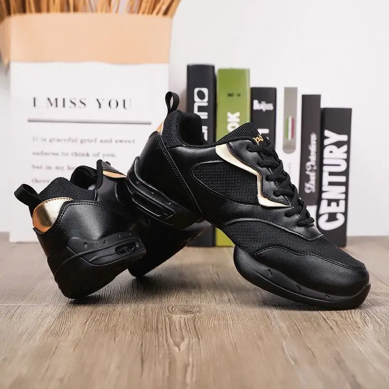 Modern Dance Shoes Men's Soft Soles Student Dance Shoes Square Dancing Sports Competitions Mesh Surface Anti Slip Sneakers