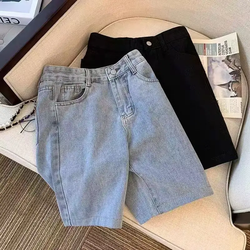 Men's Pants Korean Style Vintage Summer Jeans Shorts Slim Fit and Distressed Denim Washed Soild Cowboy Short Pants for Men A20