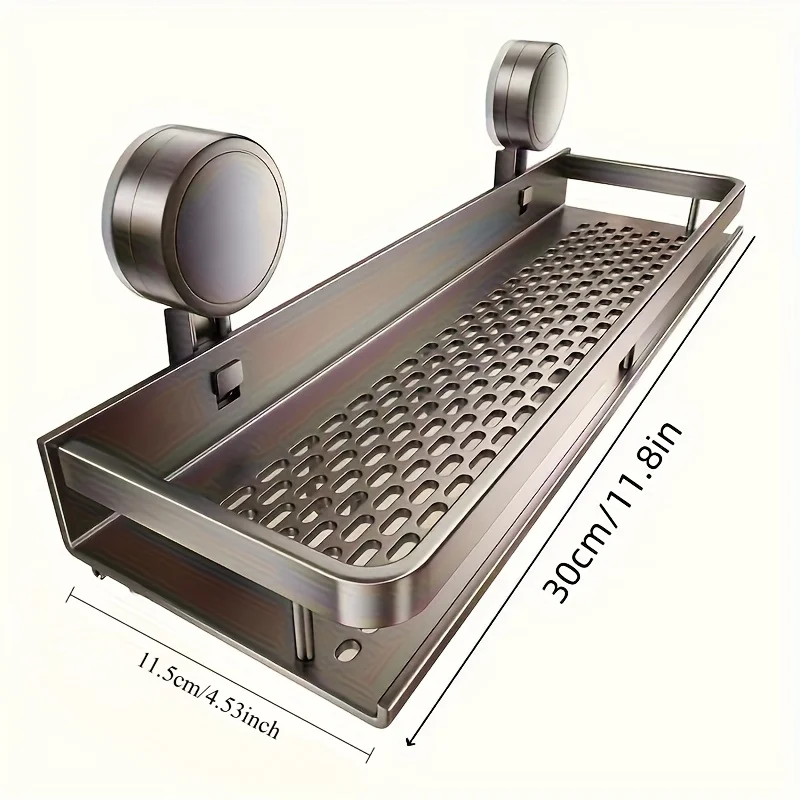 Suction Cup Bathroom Rack,Bathroom Shelf,Toilet Space Aluminum No Drill Hanging Rack,Bathroom Organizer Hang On the Wall