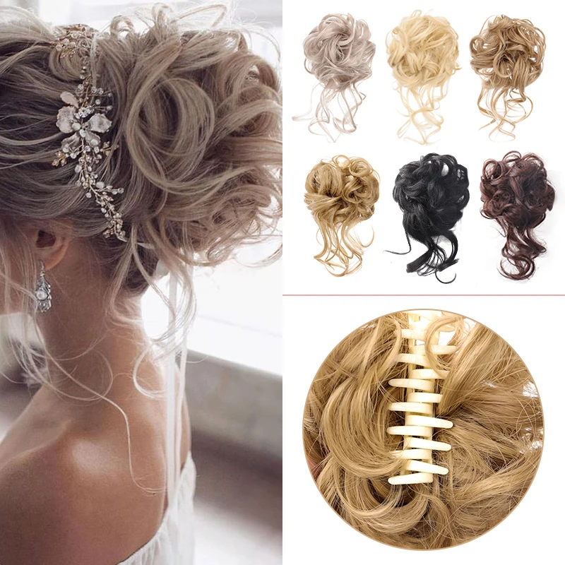 New Concubine Synthetic Messy Grab Chignon Accessories For Women Scrunchie Clip-on Hair Extensions False Tail Hair bun