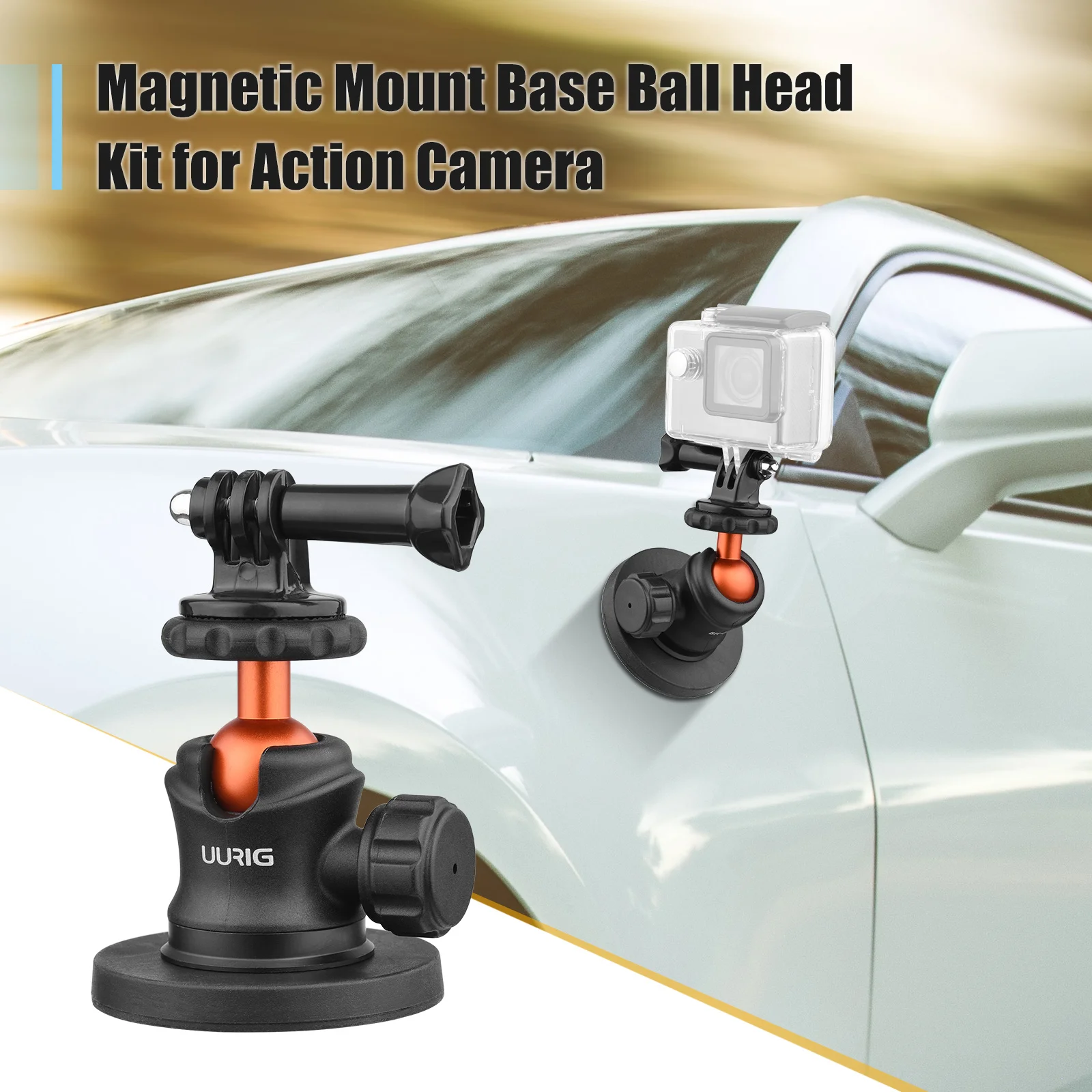 Tripod Ball Head UURIG BH-07 Mini 1/4" Magnetic Base For DJI/GoPro Hero 12/11/9/Insta360 Action Sports Camera