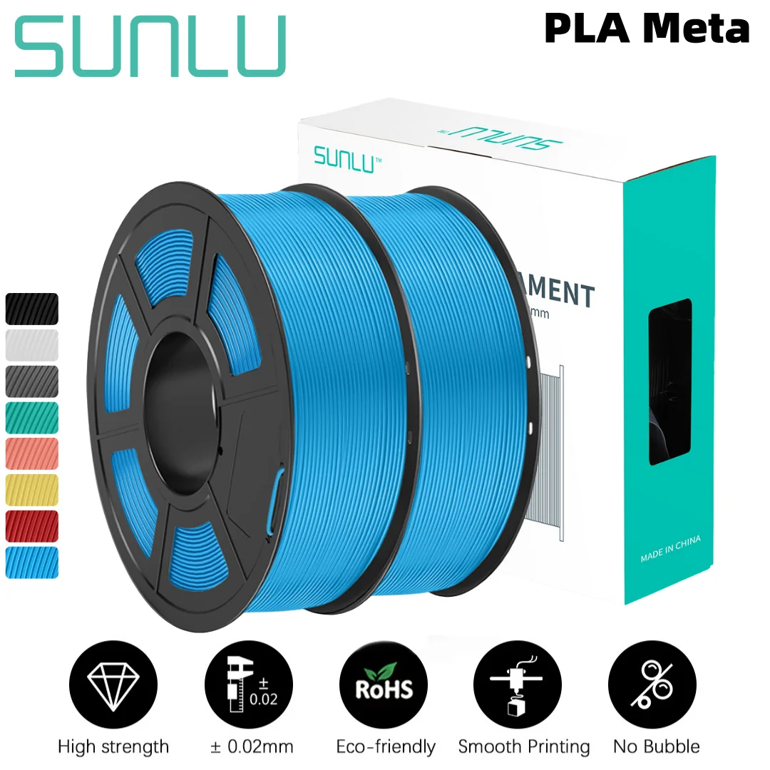 SUNLU PLA Meta 3D Printer Filament High Fluidity Energy Save 1.75mm Toughness 2KG With Spool Tangle Free Refill Fast Shipping sunlu 3rolls pla meta 3d printer filament 0 25kg roll 1 75mm mini spool high liquidity better for fast print child 3d pen refill