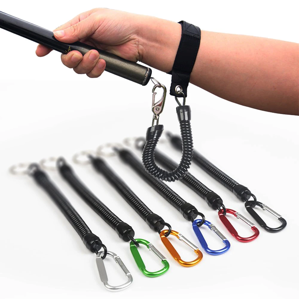Fishing lanyards Goture 3pcs Fishing Lanyard 12cm/15cm/18cm Boating Fishing Rope Retractable Coiled Tether with Carabiner for Pliers Lip Grips
