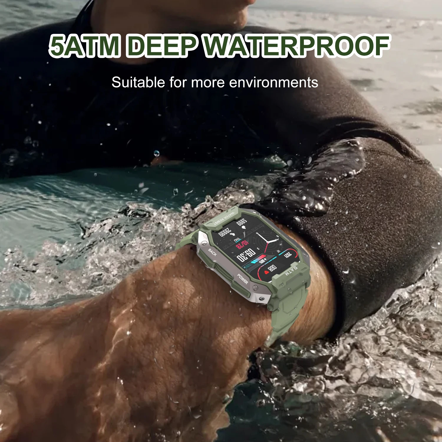 BYSL S20 Smartwatch Men 1.69 Inch HD Screen Bluetooth Call Sport Fitness  5ATM Waterproof Tracker Sleep Monitor Smart Watch