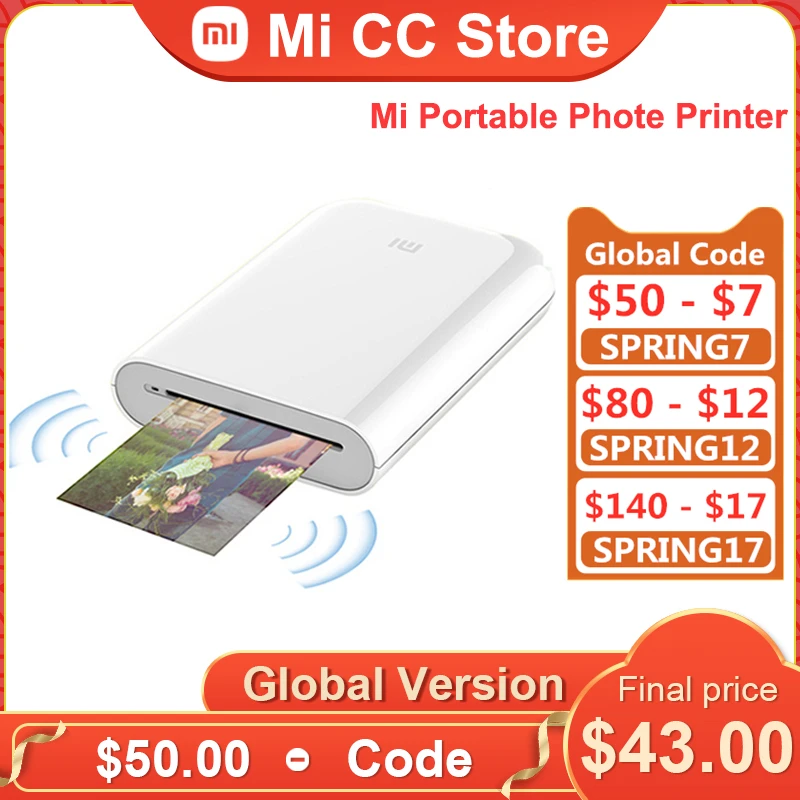 Global Version Xiaomi Mi Portable Photo Printer AR ZINK Thermal Pocket Mini Wireless Bluetooth Support Home APP | Компьютеры и офис