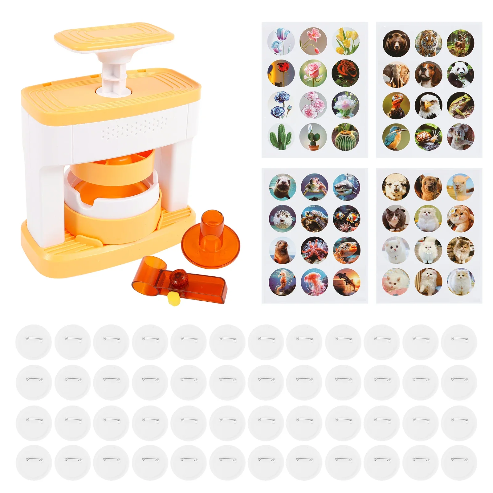 48pcs Badge Maker Machine 55mm DIY Pin Badge Maker Press Machine Punch Kit Pin Press Craft Gifts Kids