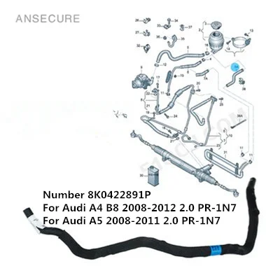 

Power Steering Return Oil Line Hose Pipe For Audi A4 S4 B8 A5 S5 2008-2011 8K0422891P 8K0 422 891 P