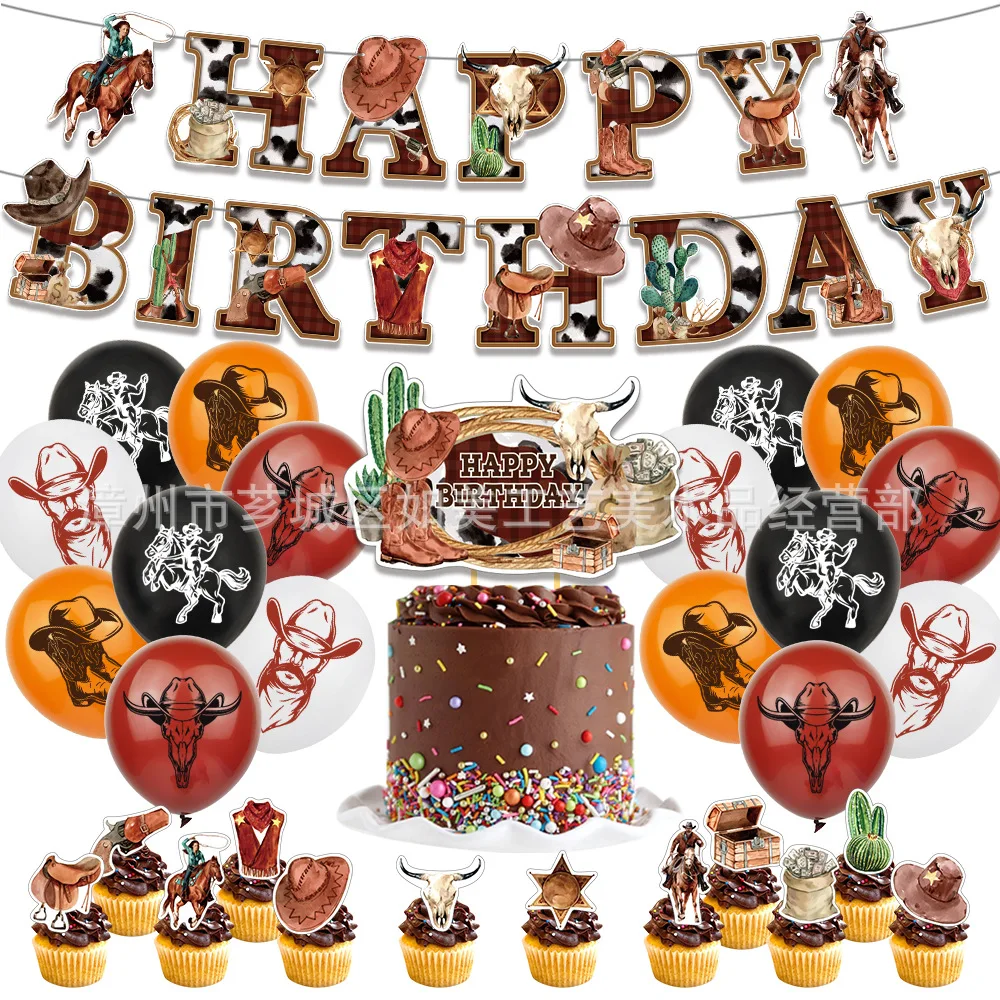 

Horse Birthday Party Decoration Horse Racing Balloons Garland Banner Cake Toppers for Cowboy Horse Racing Birthday Decoration