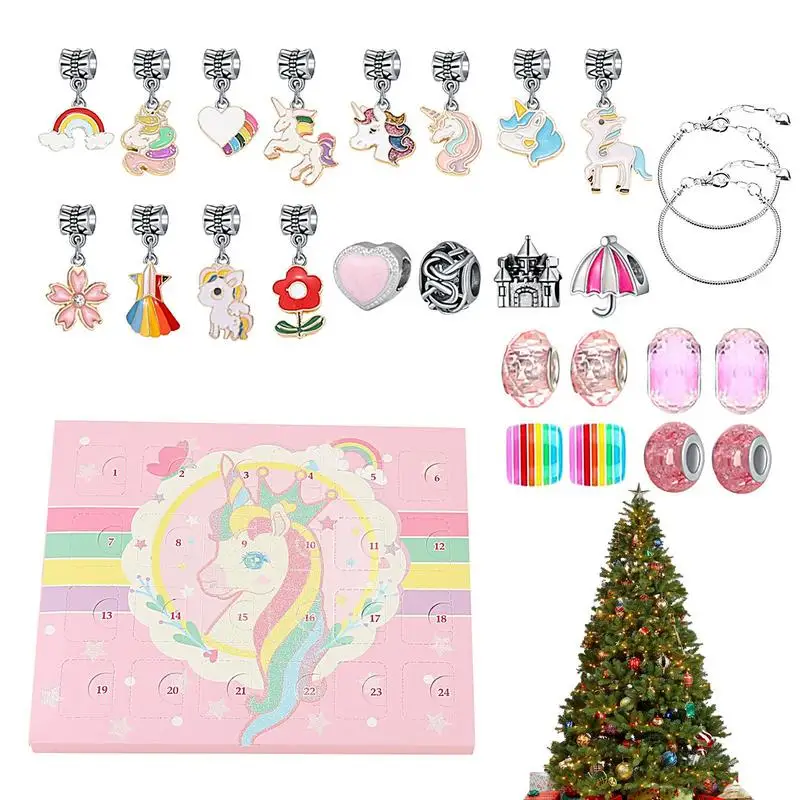 

Christmas Jewelry Advent Calendar Child Bracelets Countdown Advent Calendar Box Creative Ornaments Calendar Gifts Supplies