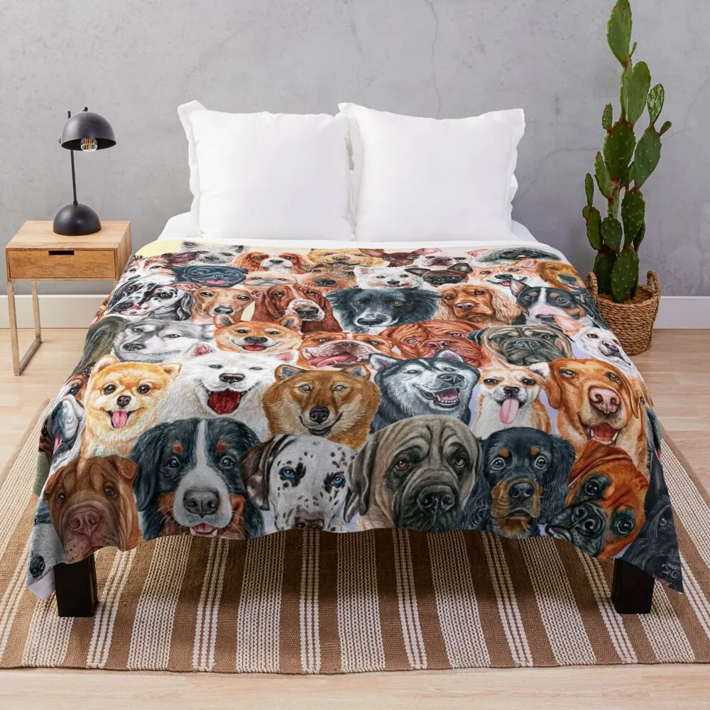 

Beautiful Collage of Dogs, so many painted beautiful faces, dogs are the best! Throw Blanket halloween Bed Fashionable Blankets