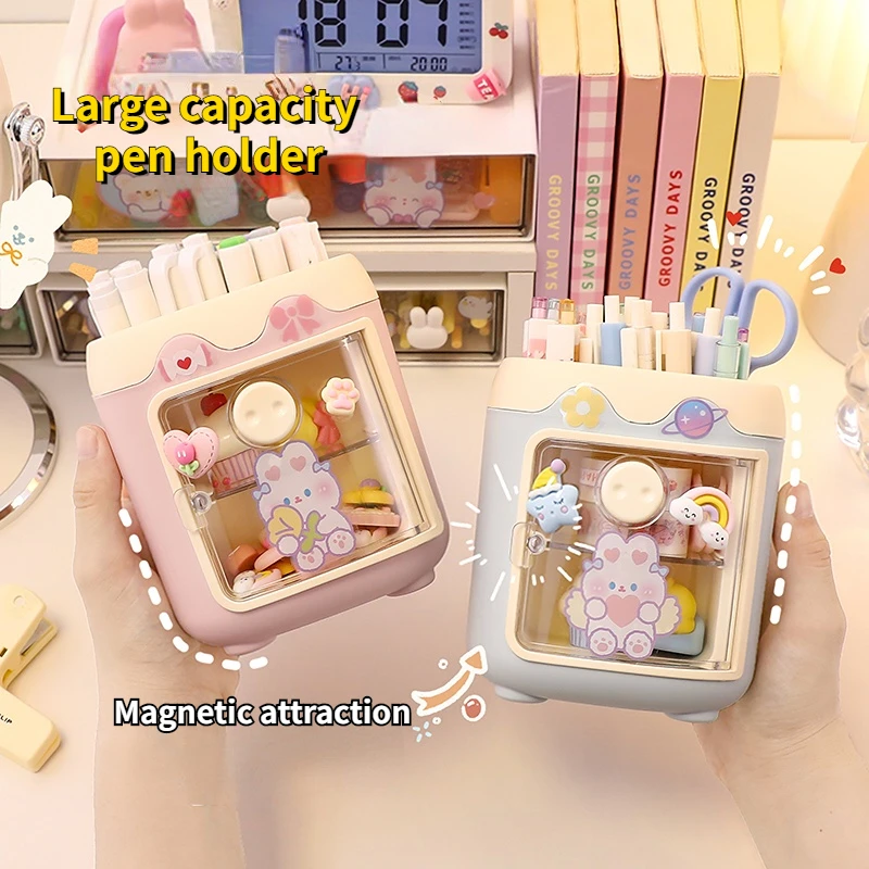 Creative Multi-grid Pig Pen Holder Desk Organizer Cute Multi-functional Office Desk Stationery Pen Holder Pencil Stand Organiser