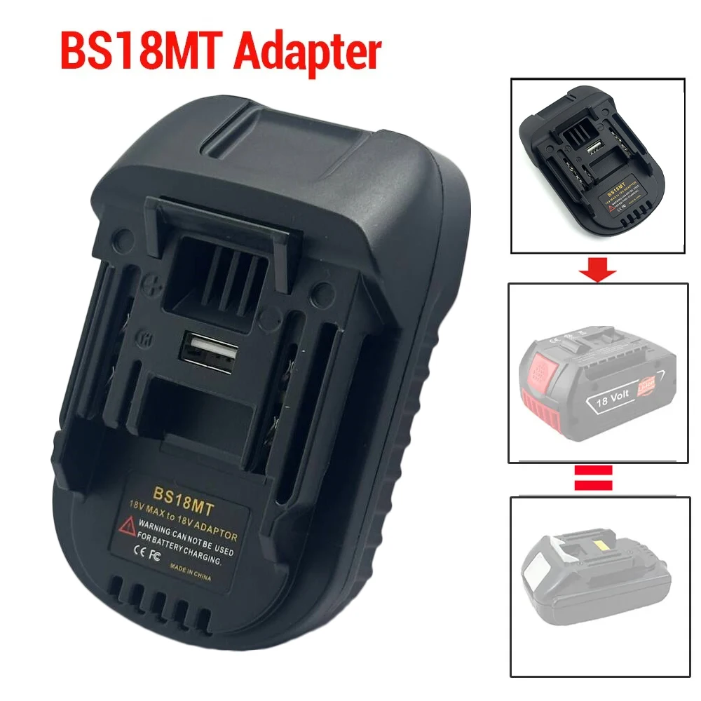 Adaptador de bateria BS18MT com soquete de carregamento USB para conversão de bateria Bosch 18V para Makita 18V BL1830 (apenas adaptador)