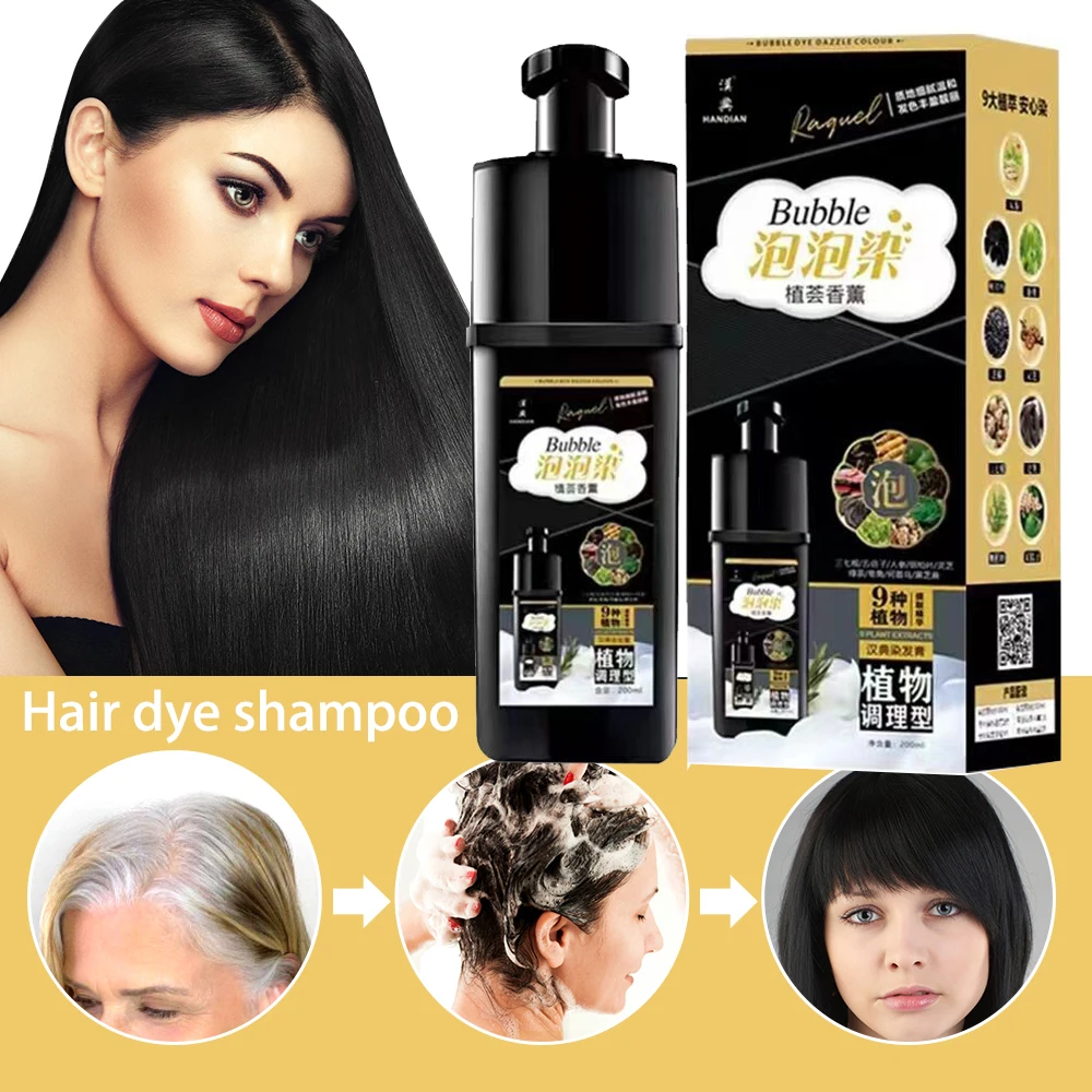 

Hair dye 500ML 5 Minutes Fast Natural Hair Dye Shampoo Organic Permanent Gray White Hair To Black Hair Color Shampoo Women Man