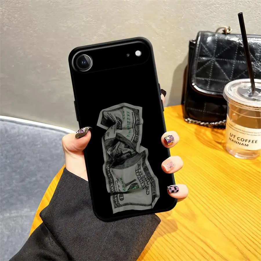 Luxurious Black Soft Phone Cover with Dollar Money Design