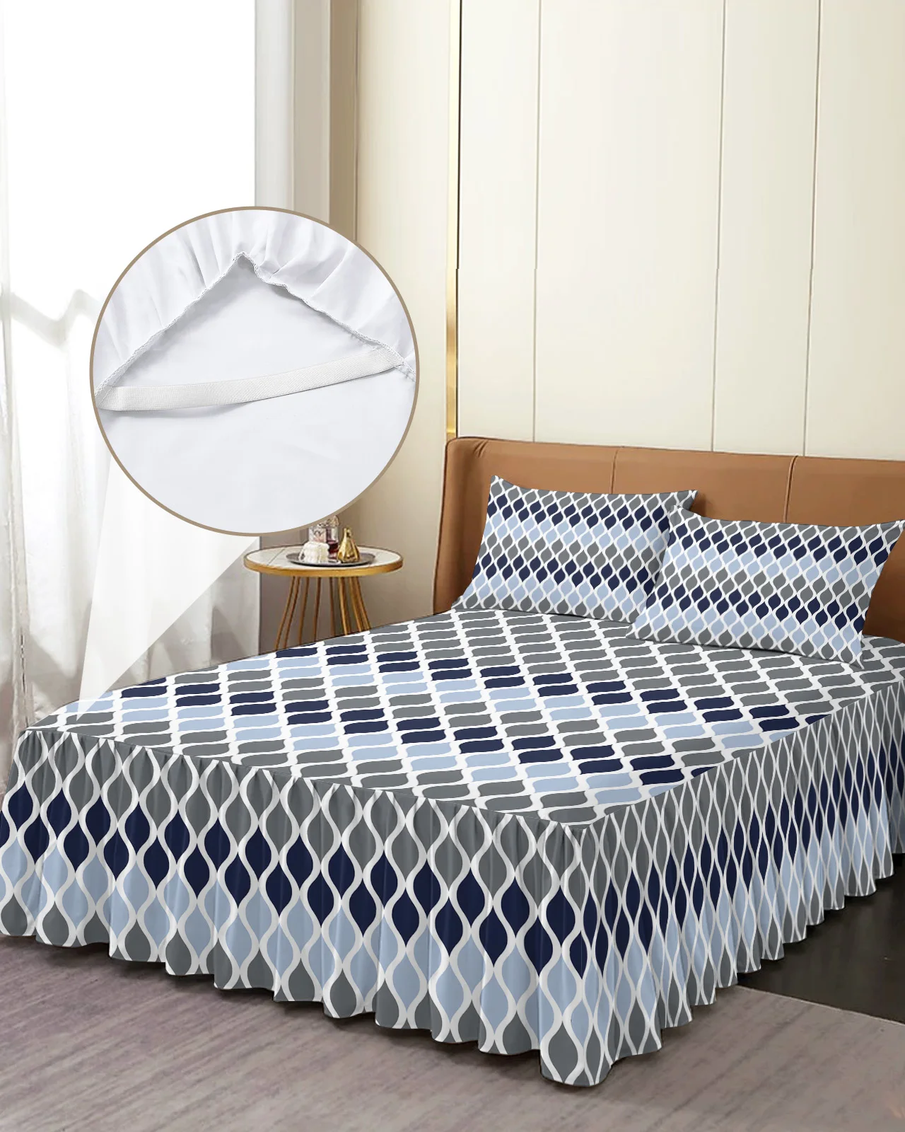 

Марокканское темно-синее постельное белье с градиентом, эластичное покрывало с наволочками, наматрасник, Комплект постельного белья, простыня