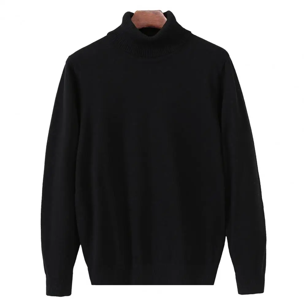 

Men Elastic Hem Sweater High Neck Turtleneck Pullover Sweater for Men Solid Color Knitwear Tops for Autumn Winter Foreign Trade