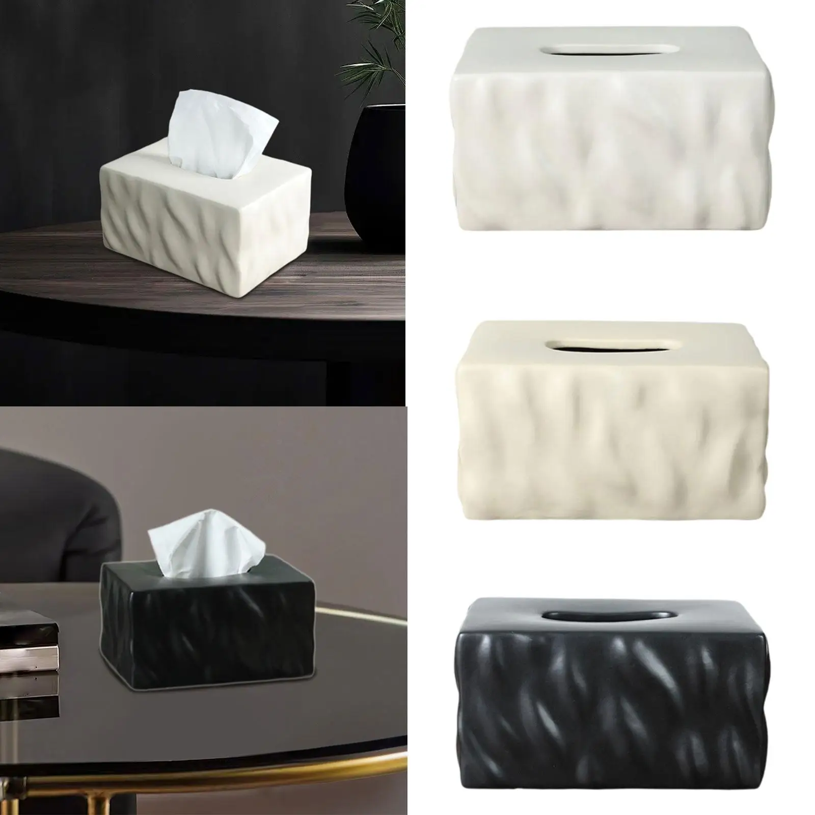 Rectangular Napkin Storage Box Napkin Organizer Cover Ceramic Tissue Box for Desk Office Bedroom Car Restaurant 4