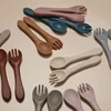 2 Pcs/Set Soft Silicone Baby Training Spoon Fork Set BPA Free Kids Safety Non-Slip Tableware Infant Toddler Feeding Accessories 2