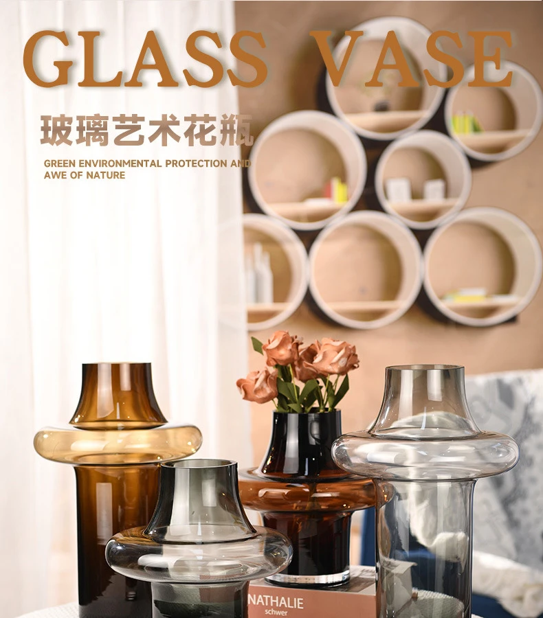 Description Picture 2 of itemHome Decor Antique Vase Living Room Decoration Glass Vase Ornaments Dried Flowers and Hydroponic Vases