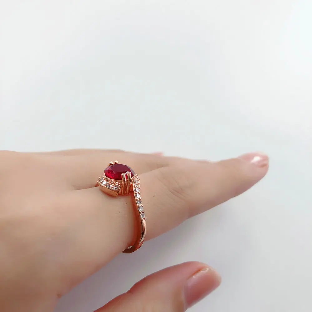 Wedding Rings wedding rings finger rings engagement rings zircon rings crystal rings for Women Classic Vivid 8mm Clear / Red Cubic Zirconia Rose Gold Color Fashion Jewelry Gift R389 R399