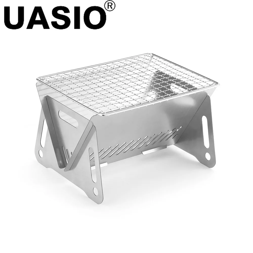 1pc Barbecue Oven/ Barbecue Net Mini Stainless Steel Folding Card Type Stove Household Outdoor Camping Barbecue Tools mini camping table heat shield gas stove stand camping stove folding table for soto st 310 st330 cb jcb trb250 gas burners