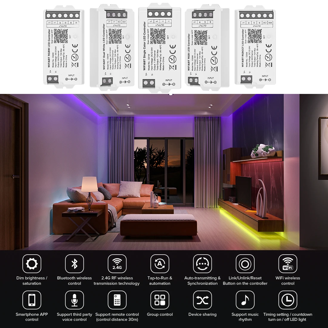 Contrôleur led RGBW 4 canaux 12v-24v mi-light