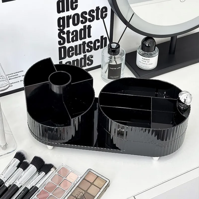 360 Rotating Makeup Organizer Spinning Cosmetic Storage Box for Vanity 3 Tier Skincare Makeup Brushes Holder Lipstick Container 3