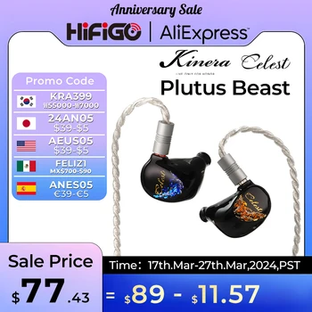 Kinera Celest Plutus Beast, 1BC + 1BA + 1SPD™인이어 모니터 이어폰, 유선 골전도 하이브리드 드라이버 IEM, HiFi 2 핀 케이블 포함