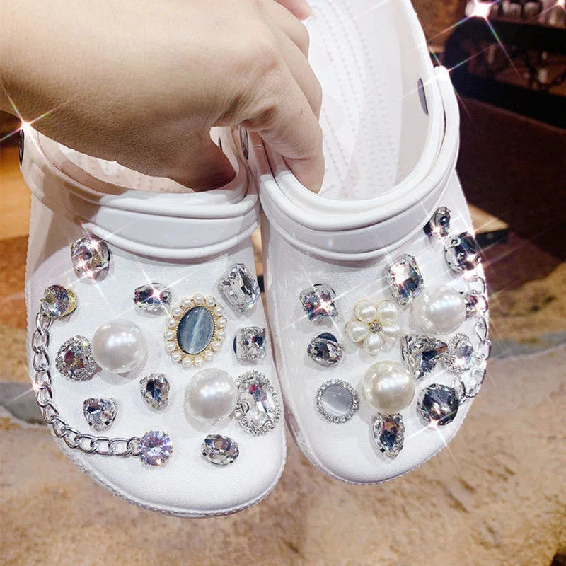 Shiny Rhinestones Croc Charms Designer Diy Luxurious Pearl Flowers Shoes  Decaration Jibb For Croc Clogs Kids Girls Women Gifts - Shoe Decorations -  AliExpress