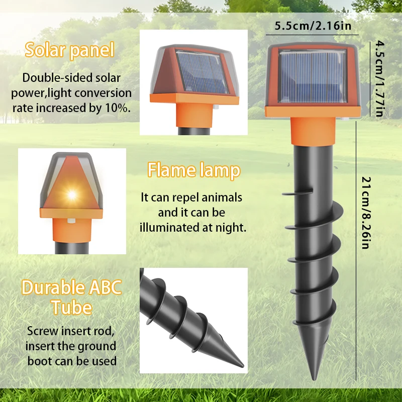 3.7V 태양광 초음파 두더지/뱀 퇴치기, LED 라이트 버저 펄스, 정원/농장/과수원/잔디밭용 방수 야외 퇴치 장치