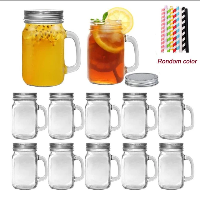 450ml Mason Jar Mugs with Handles Old Fashioned Drinking Glass Clear Mason  Glass Mug With Cover and Straw Drinkware Cup - AliExpress