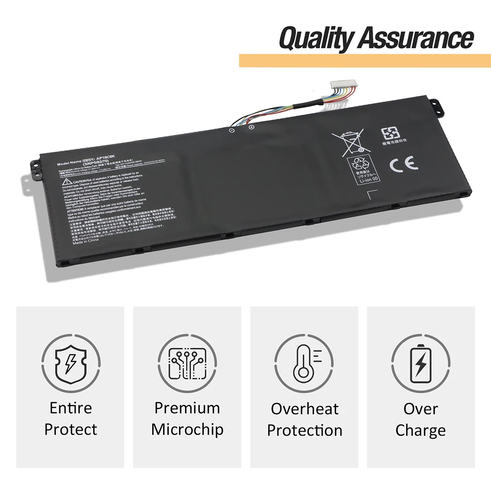 Batteria Laptop K KYUER AP18C8K - Ricambio Per Acer Aspire 5, Swift 3, Chromebook, 50.29Wh, 3 Celle