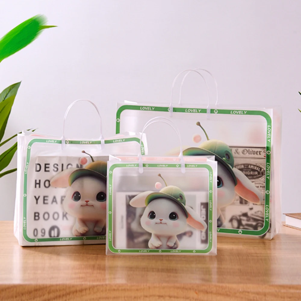 

PVC Thick Tote Bags for Women Casual Portable Handbag Waterproof Gift Bag Clothing Bags Reused Plastic Shopping Bag
