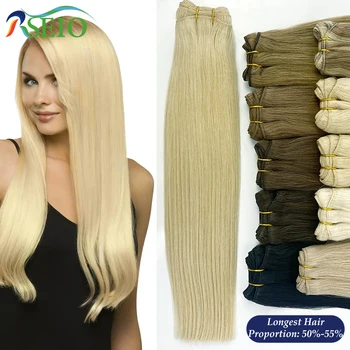 Extensioni di Capelli Umani di Alta Qualità, Ciocche di Capelli Naturali Veri, Lisci, Neri, Castani, Biondi, Molto Voluminosi