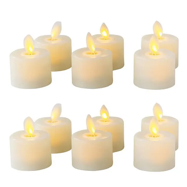 2/3/6 pièces télécommande mèche mobile bougies LED de mariage blanc chaud, flamme dansante sans fumée église bougies chauffe-plat votives 5