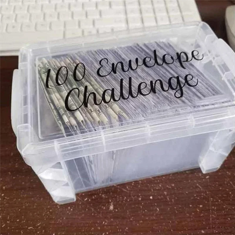 100 Envelopes Money Saving Challenge Budget Planning Handbook Mastering The Progress With Storage Box For Repay C 18.5 X 12Cm