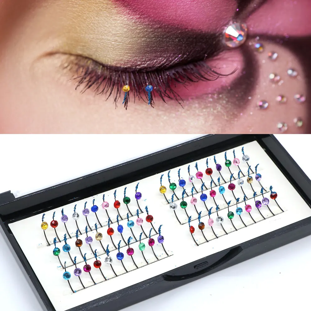 Glitter Diamond False Eyelashes Mix Colored Shiny Rhinestones