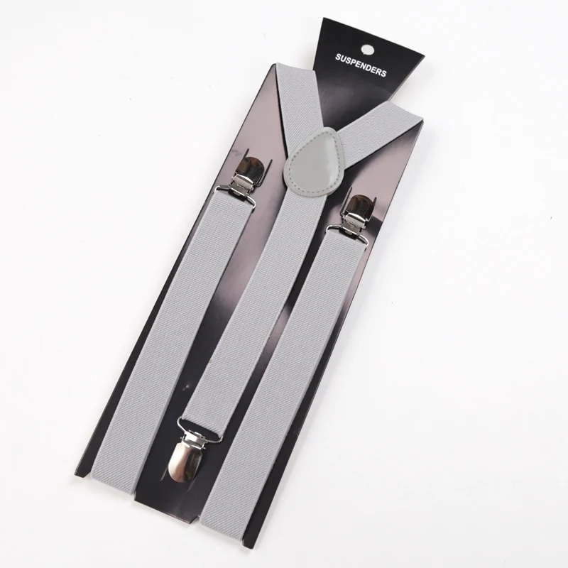 Elegant Solid Color Elastic Leather Suspenders - Adjustable Straps for Weddings and Formal Attire