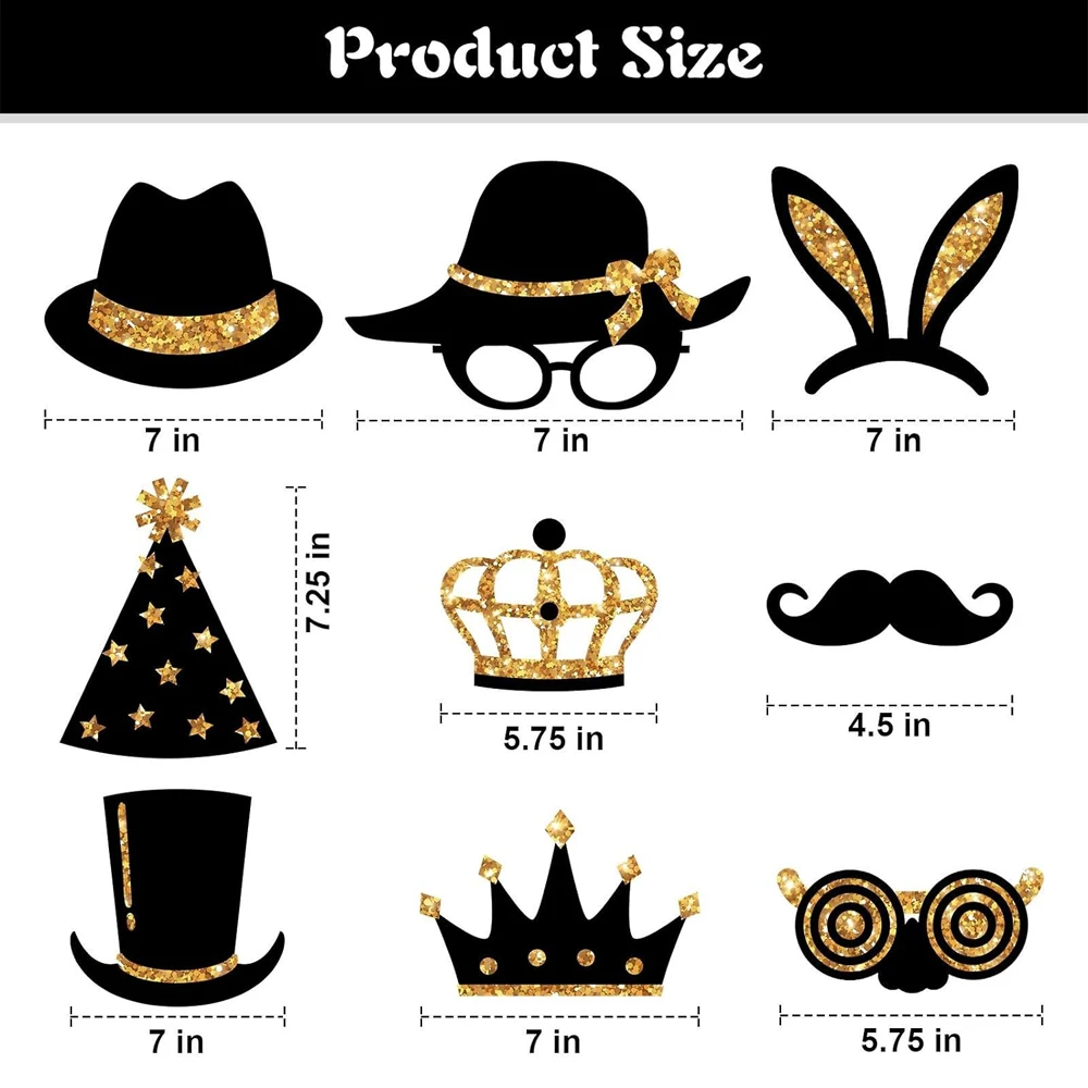 Party Photo Booth Props for Birthday Weddings Graduation Prom New Year Party Supplies Mix of Hats Lipstick Tie Crowns 24 Pieces party photo props