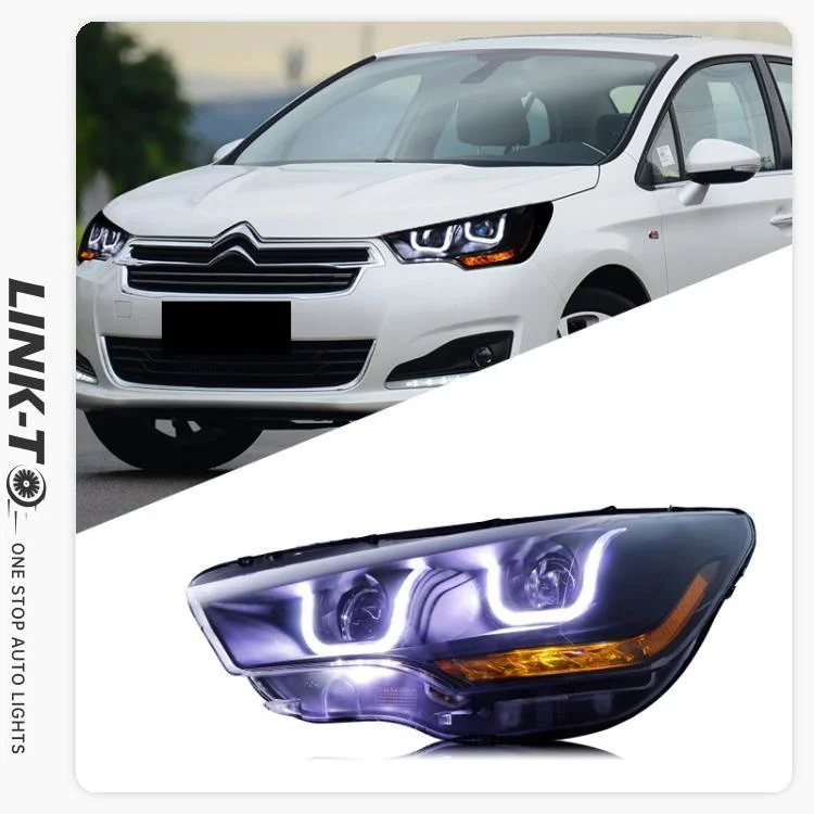 

Suitable For 13-16 For Citroen C4L Headlight Assembly Conversion LED Daytime Running Light Bifocal Lens Xenon Headlight